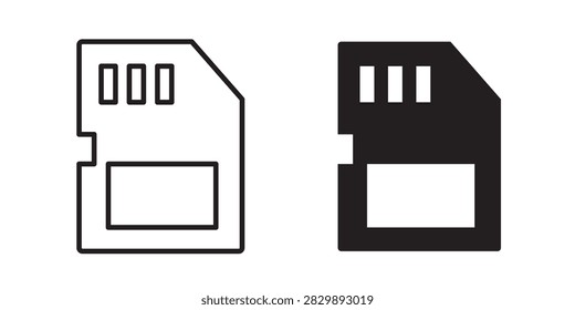Memory card icon thin graphic illustration..