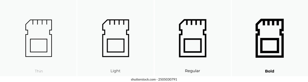 memory card icon. Thin, Light Regular And Bold style design isolated on white background