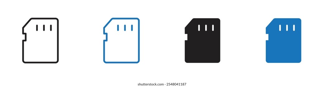Ícone do cartão de memória Conjunto de vetores contorno