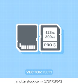 Memory card icon,Flat design element.