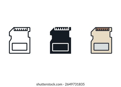 memory card icons isolated on White Background. Flat style design,symbol collection