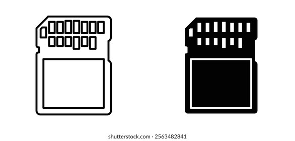 Memory card icons in outline and fill. vector illustration for ui.
