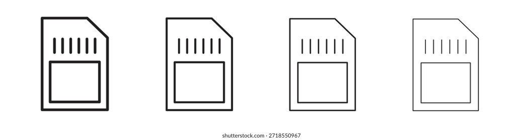 Iconos de la tarjeta de memoria, conjunto de iconos lineales. Iconos lineales negros de la palma