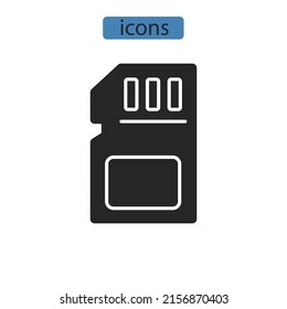 Memory card icons  symbol vector elements for infographic web
