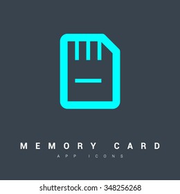 A Memory Card Isolated Minimal Single Flat Icon In Color. Line Vector Icon For Websites And Mobile Minimalistic Flat Design.