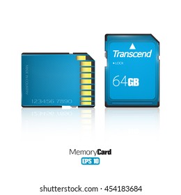 Memory card isolated on white background