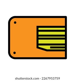 Symbol einer Speicherkarte einzeln auf weißem Hintergrund. Schwarze flache Ikone im modernen Umriss-Stil. Lineares Symbol und bearbeitbarer Strich. Einfache und Pixel perfekte Strich-Vektorgrafik