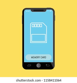 Memory Card Line Icon on Mobile Screen.