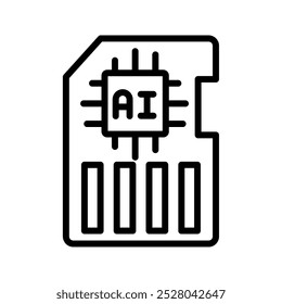 Memory Card line icon , vector, pixel perfect, illustrator file