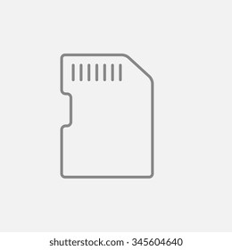 Icono de línea de tarjeta de memoria para web, móvil e infografía. Icono vector de gris oscuro aislado en fondo gris claro.