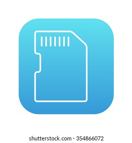 Memory card line icon for web, mobile and infographics. Vector white icon on the blue gradient square with rounded corners isolated on white background.