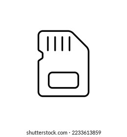 iconos de la línea de la tarjeta de memoria. Datos, memoria, almacenamiento, archivos, equipo, electrónica, tecnología, unidad flash, medios de almacenamiento externos. Concepto de almacenamiento de datos. Icono de línea negra del vector en fondo blanco