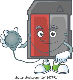 Memory card mascot icon design as a Doctor working costume with tools