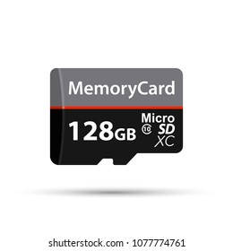 Memory Card Micro SD. 128 GB. Vector stock illustration