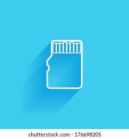 Memory Card, micro SD, flat icon isolated on a blue background for your design, vector illustration