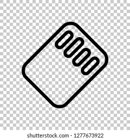 Memory card, micro sd, linear outline technology icon. Black symbol on transparent background