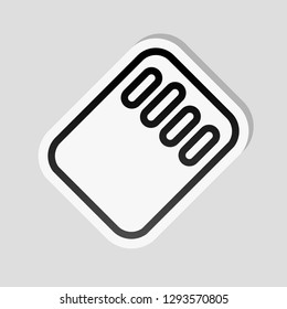 Memory card, micro sd, linear outline technology icon. Sticker style with white border and simple shadow on gray background