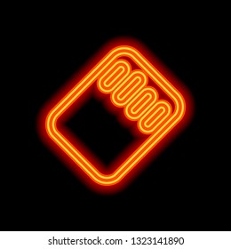 Memory card, micro sd, linear outline technology icon. Orange neon style on black background. Light icon