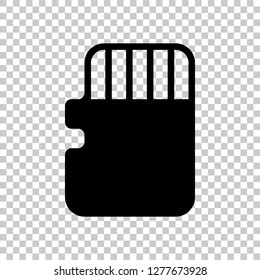 Memory card, micro sd, technology icon. Black symbol on transparent background