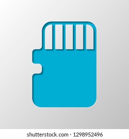 Memory card, micro sd, technology icon. Paper design. Cutted symbol with shadow