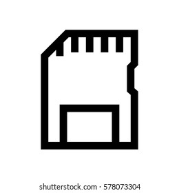 Memory card mini line, icon, background and graphic. The icon is black and white, linear  flat, vector, pixel perfect, minimal, suitable for web and print. 