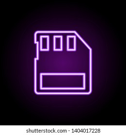 memory card neon icon. Elements of photography set. Simple icon for websites, web design, mobile app, info graphics