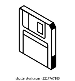 Icono de contorno de tarjeta de memoria en estilo isométrico 