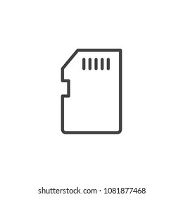 Memory card outline icon. linear style sign for mobile concept and web design. SD card simple line vector icon. Symbol, logo illustration. Pixel perfect vector graphics