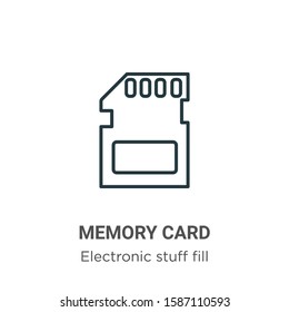 Memory card outline vector icon. Thin line black memory card icon, flat vector simple element illustration from editable electronic stuff fill concept isolated on white background