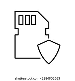 Diseño de iconos de protección de tarjeta de memoria. aislado en fondo blanco