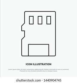 Memory Card, SD Line Icon Vector