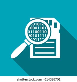 Memory card searching flat icon. Vector illustration.