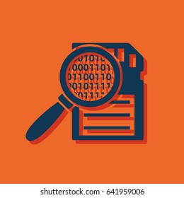 Memory card searching flat icon. Vector illustration.