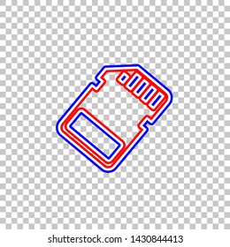 Memory card sign. Red, white and contour icon at transparent background. Illustration.