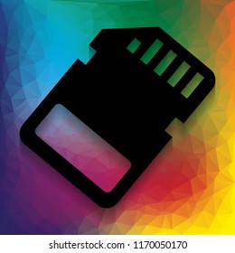 Memory card sign. Vector. Flat style black icon on white.