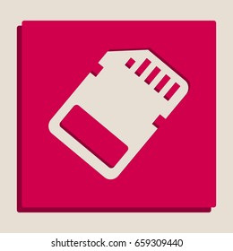 Memory card sign. Vector. Grayscale version of Popart-style icon.