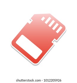 Memory card sign. Vector. Reddish icon with white and gray shadow on white background. Isolated.