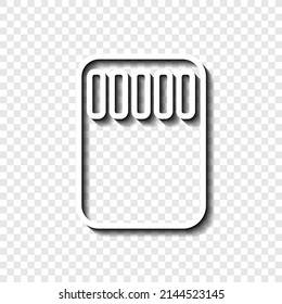 Memory card simple icon. Flat desing. White with shadow on transparent grid.ai