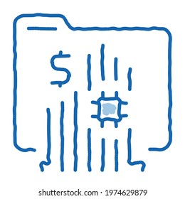 memory card sketch icon vector. Hand drawn blue doodle line art memory card sign. isolated symbol illustration