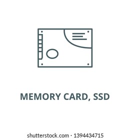 Memory card, ssd vector line icon, linear concept, outline sign, symbol