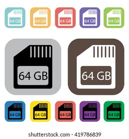 Memory card symbol icons set.Vector illustration