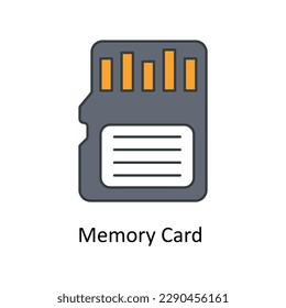 Memory Card Vector   Fill outline Icons. Simple stock illustration stock