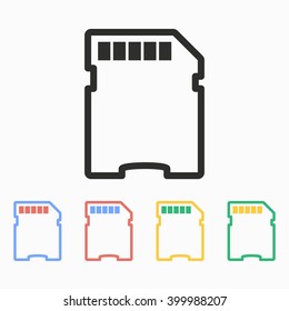 Memory card vector icon. Illustration isolated on white  background for graphic and web design.