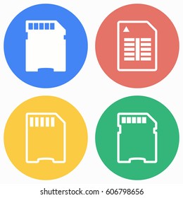 Memory card vector icons set. Illustration isolated for graphic and web design.