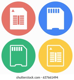 Memory card vector icons set. Illustration isolated for graphic and web design.