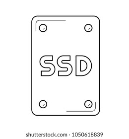 Memory card vector line icon isolated on white background. Memory card line icon for infographic, website or app. Icon designed on a grid system.