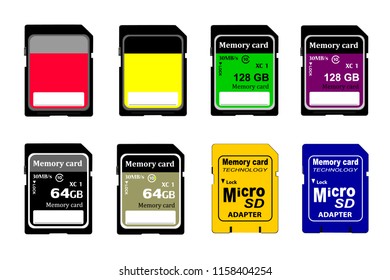 A memory card in a vector on a white background.Flash memory card vector illustration.