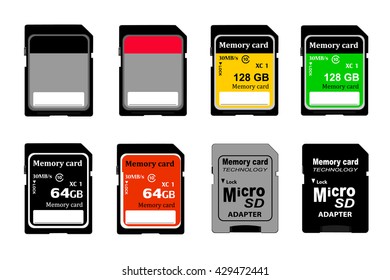 A memory card in a vector on a white background.Flash memory card vector illustration.
