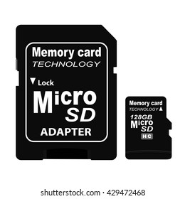 A memory card in a vector on a white background.Flash memory card vector illustration.