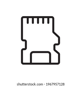 Memory Card Vector Outline Icon. Data Storage Symbol EPS 10 File